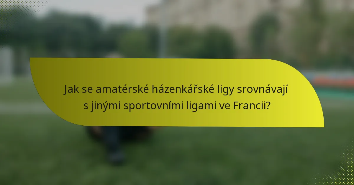 Jak se amatérské házenkářské ligy srovnávají s jinými sportovními ligami ve Francii?