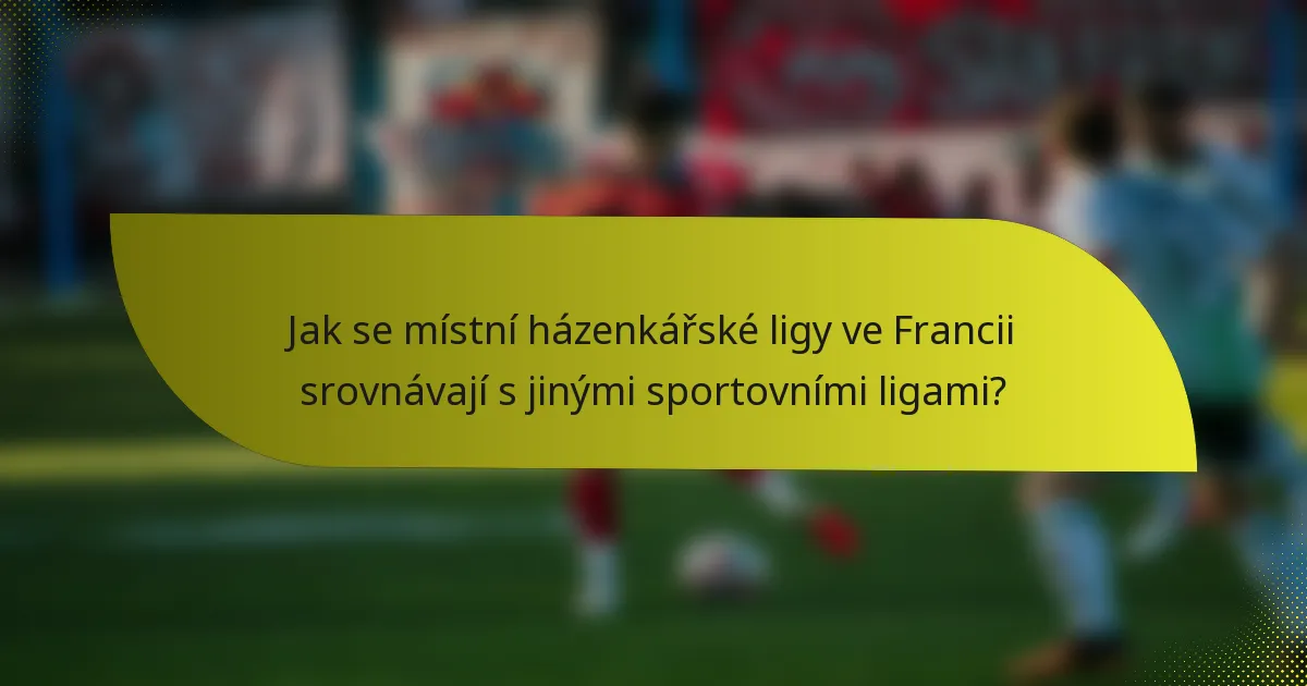 Jak se místní házenkářské ligy ve Francii srovnávají s jinými sportovními ligami?