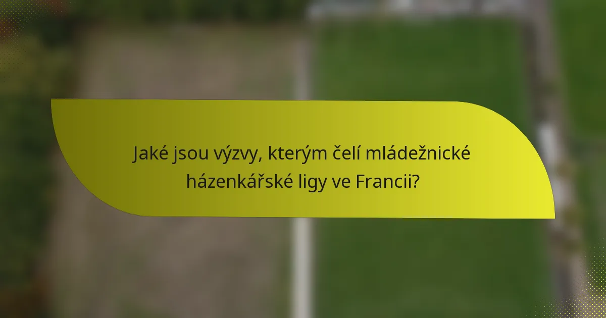 Jaké jsou výzvy, kterým čelí mládežnické házenkářské ligy ve Francii?