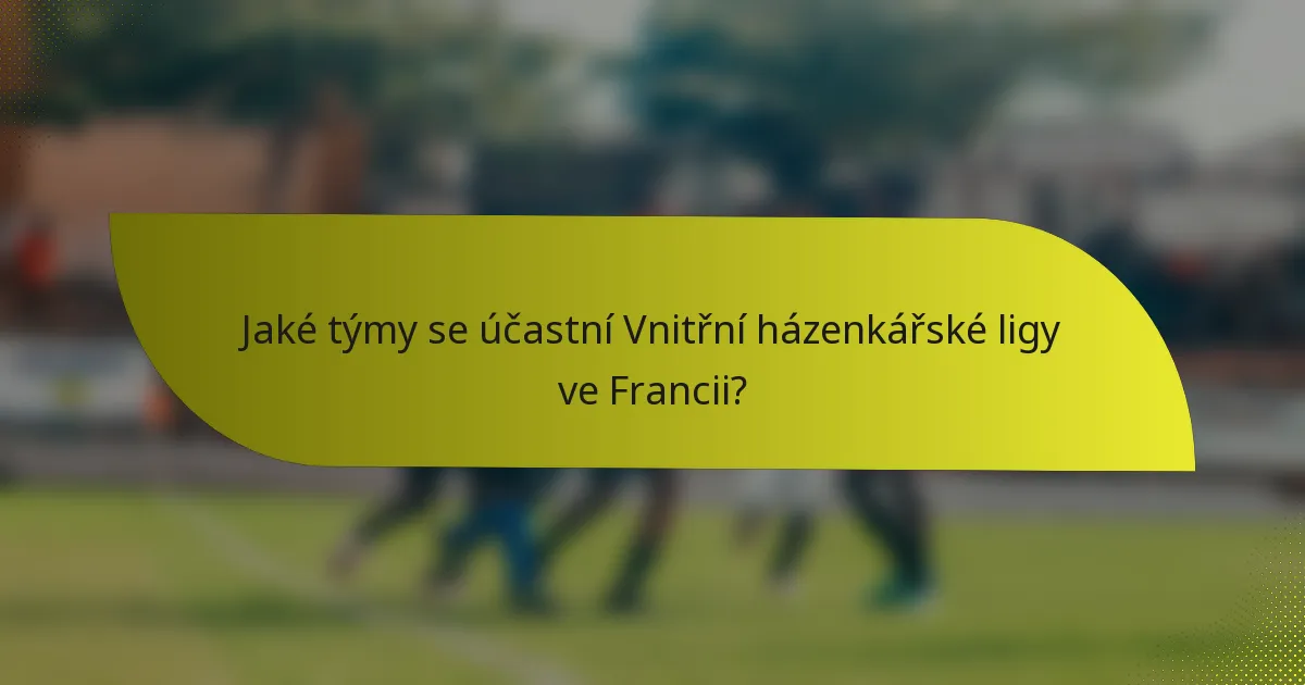 Jaké týmy se účastní Vnitřní házenkářské ligy ve Francii?