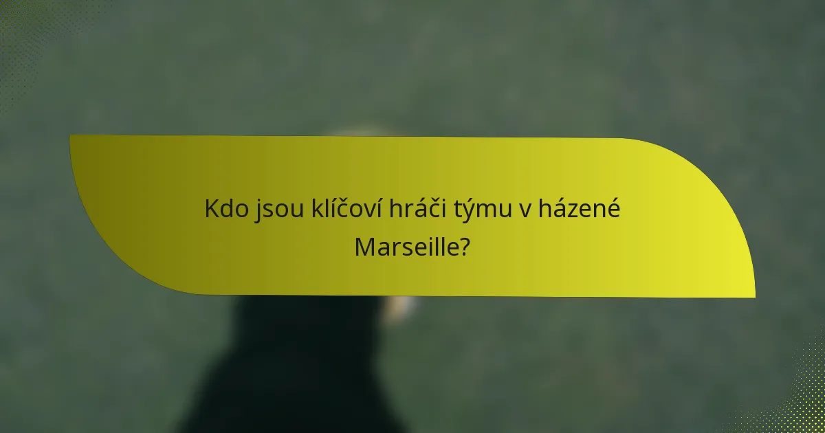 Kdo jsou klíčoví hráči týmu v házené Marseille?