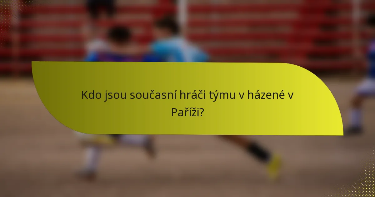 Kdo jsou současní hráči týmu v házené v Paříži?